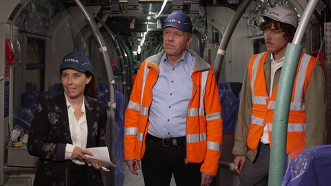 Valérie Fiegenwald, Christoph Tietz und Hubertus Wester-Ebbinghaus bilden das Experten-Team für die Umrüstung der Stuttgarter Fahrzeuge.