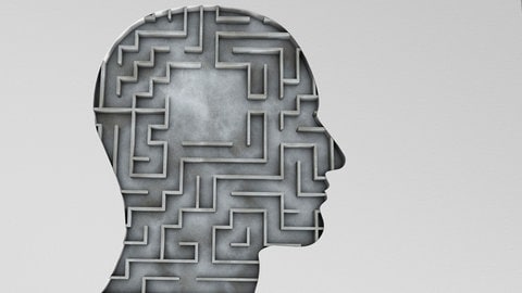 Kopf, darin ein Labyrinth (Illustration): Wer in einer psychischen Krise steckt, kann schnell überfordert sein: Ein paar kurze Coachingsessions oder jahrelange Psychoanalyse auf der Couch? Welche Art von Psychotherapie ist für wen hilfreich? 