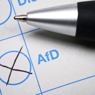 Landtagswahl: Stimmzettel mit Wahlkreuz bei der AfD