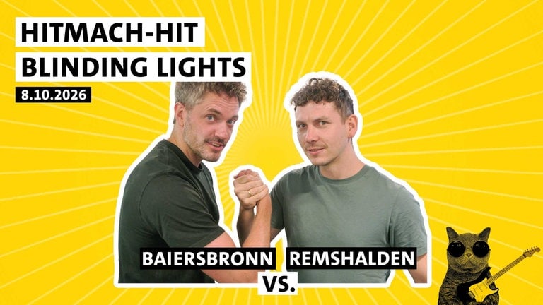 Benedict Walesch udn Julian Hammerstein kämpfen um den Sieg beim HITmach-Duell am 8. Oktober 2026 in Baiersbronn und Remshalden zur SWR1 BW Hitparade