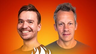 Max Maendler und Bob Blume auf dem Podcast-Cover von "Die Schule brennt – Mit Bob Blume"