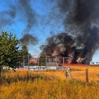 Ein Flächenbrand in Weingarten im Kreis Karlsruhe.