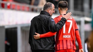 Frank Schmidt, Trainer 1. FC Heidenheim und FCH-Stürmer Mathias Honsak