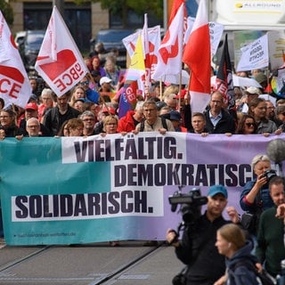 Demonstrationszug des Bündnisses „Sachsen-Anhalt. Weltoffen“.