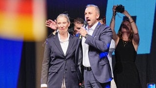 AfD-Wahlsieg in Sachsen-Anhalt, AfD-Spitzenkandidat Ulrich Siegmund und Alice Weidel AfD-Bundesvorsitzende 