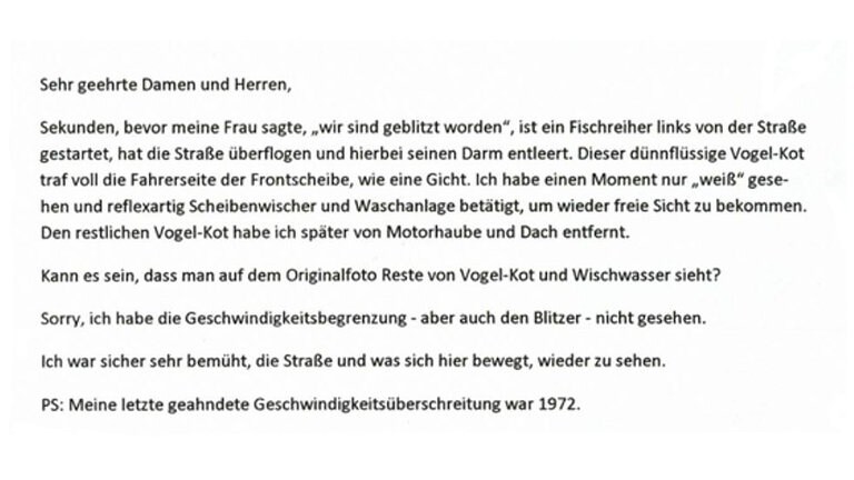 Blitzerfotos und Ausreden