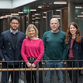 Nabil Atassi, Katja Heijnen, Jens Wolters und Nicole Köster, dieses Team moderiert abwechselnd die Sendung SWR1 Leute