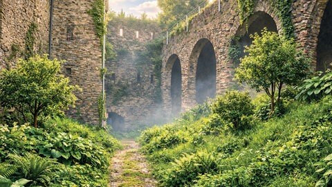 KI-generiert: So könnte in etwa der Nebelgarten im Burgraben auf der Rheinfels aussehen.