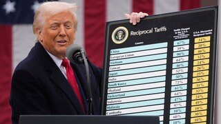 US-Präsident Donald Trump spricht im April 2025 während einer Veranstaltung zur Ankündigung neuer Zölle im Rosengarten des Weißen Hauses.