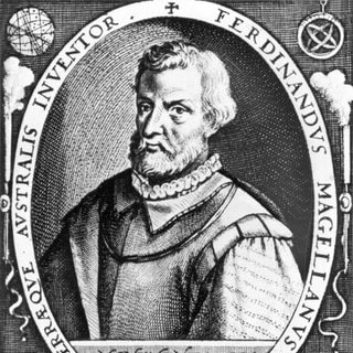 Der portugiesische Seefahrer (um 1480 - 1521) und Entdecker der Magellanstraße (1520) in einer zeitgenössischen Darstellung