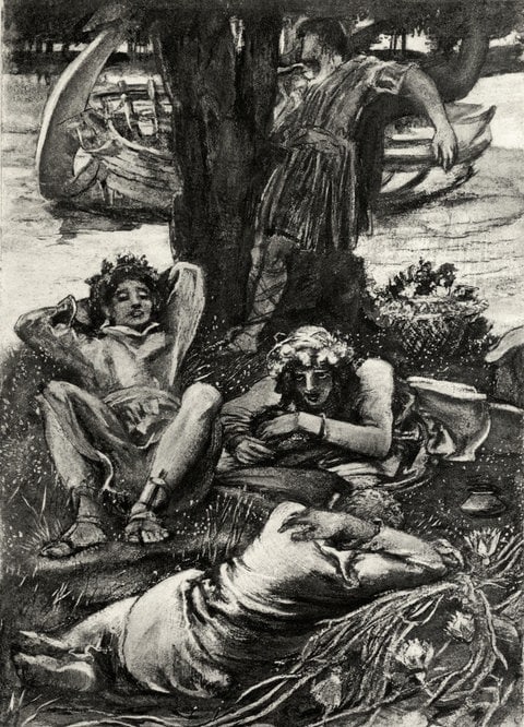 Tennyson’s The Lotos-Eaters, Illustration von W.E.F. Britten, 1901