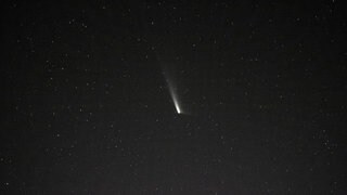 Der Komet C2023-A3 (Tsuchinshan-ATLAS), in etwa 160 Millionen Kilometern Entfernung, aufgenommen von dem Nasa-Astronauten Matthew Dominick von der ISS aus.