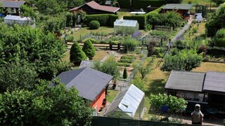 Kleingartenanlage, Schrebergarten, Gartenkolonie, Gartenhäuser, hier in Kulmbach