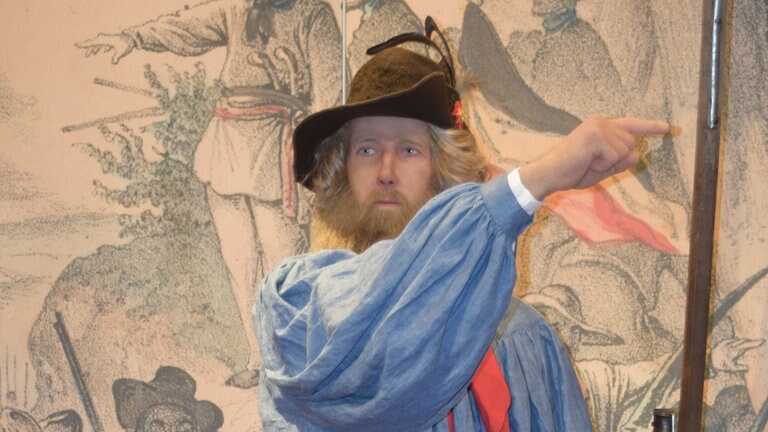 Badische Revolution 1848: Lebensgroße Hecker-Figur aus der Ausstellung "Jetzt machen wir Republik!" im Rosgarten Museum Konstanz – Friedrich Hecker mit dem "Hecker-Hut"