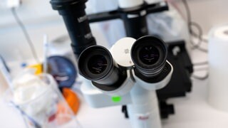 Ein modernes Labor mit einem Mikroskop im Fokus. Das Bild symbolisiert die wissenschaftliche Forschung an der Universität Konstanz, die zur Entwicklung neuer Medikamente gegen Krebs und Viruserkrankungen beiträgt. (Symbolbild)