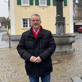 Oberbürgermeisterkandidat Sven Lefkowitz (SPD) in Neuwied-Heddesdorf.