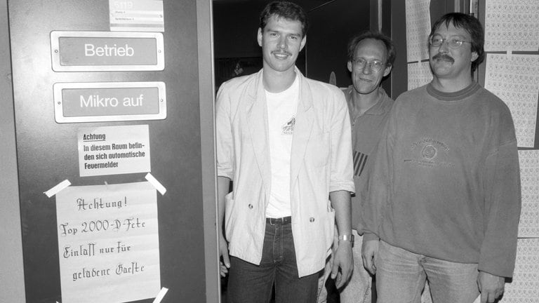 Stefan Siller, Jürgen Rathfelder und Uwe Wassermann bei der SDR3 Hitparade TOP 2000D im Jahr 1990