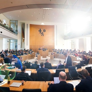 Der Plenarsaal des rheinland-pfälzischen Landtags