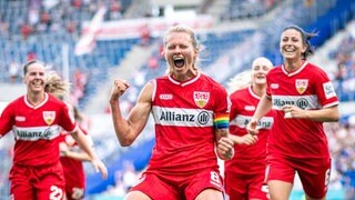 Maxi Rall jubelt lautstark nach einem Treffer für den VfB Stuttgart gegen die TSG Hoffenheim