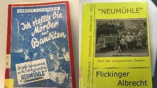 Bücher zur Geschichte der Neumühle von Gregor und Albrecht Flickinger: Zwei ehemalige Neumühler haben die Geschichte ihrer Siedlung niedergeschrieben. Gregor Flickinger konzentriert sich auf die Ereignisse, die zum großen Prozess führten und auf seine eigene Rolle dabei. Albrecht Flickinger holt historisch weiter aus.
