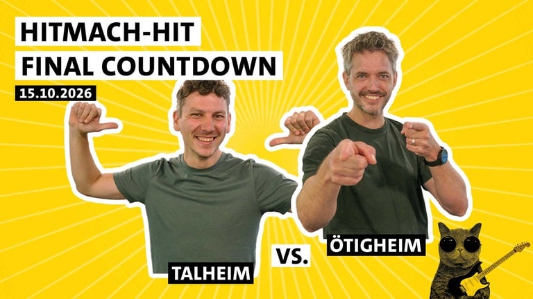 Julian Hammerstein und Benedict Walesch kämpfen um den Sieg beim HITmach-Duell am 15. Oktober 2026 in Talheim und Ötigheim zur SWR1 BW Hitparade