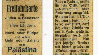 Eine "Freifahrkarte" für Juden und Genossen für den Weg nach Palästina.