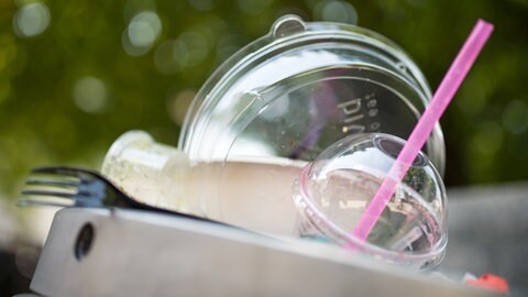Plastikgeschirr liegt auf einem Mülleimer. Das Bundesverfassungsgericht hat die Verpackungssteuer in Tübingen für rechtmäßig erklärt. Welche Stadt in Rheinland-Pfalz zieht nach?