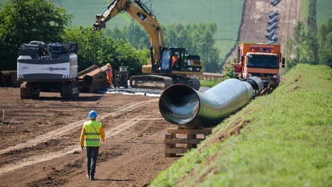 Bauarbeiten im Rahmen des Baus der süddeutschen Erdgasleitung