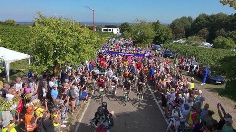 Über 1000 Klapprad-Fans beim Start des Kalmit-Klapprad-Cups in Maikammer.