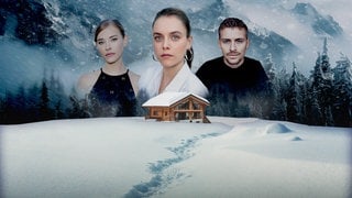 Cover des Hörspiel-Podcasts "Die Blender": eine eingeschneite Berghütte