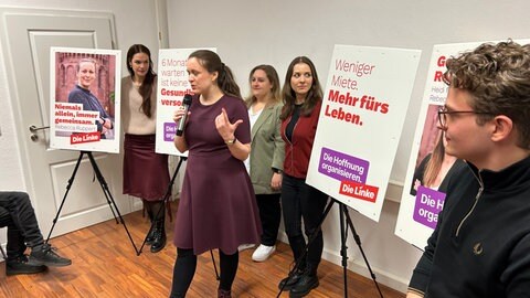Spitzenkandidatin Rebecca Ruppert, Linke, stellt Wahlkampagne vor