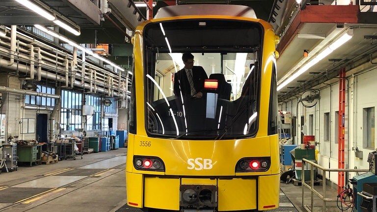 Betriebshof Heslach der Stuttgarter Straßenbahnen, SSB. Hier beginnt Carsten Strähle seinen Dienst als Stadtbahnfahrer.