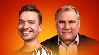 Björn Lengwenus und Bob Blume auf dem Podcast-Cover von "Die Schule brennt – Mit Bob Blume"