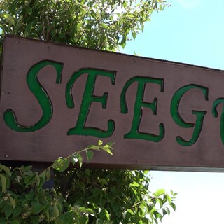 Schild vom Biergarten "Seegugger" in Rheinstetten.