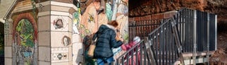 Außergewöhnliche Stadtführungen in Rheinland-Pfalz | Mosaik an Felsentreppe in Pirmasens