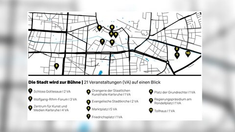 Karte der Veranstaltungsorte für das ZeitGenuss Festival in Karlsruhe 2025