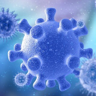 3D-Grafik einer Coronavirus-Zelle. In der Erkältungswelle im Oktober macht Corona nur einen geringen Teil der Infektionen in Deutschland aus, so das RKI.