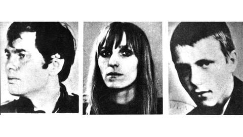 Die RAF-Terroristen Andreas Baader, Gudrun Ensslin und Jan-Carl Raspe