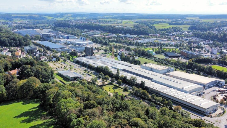 Das Liebherrwerk Biberach aus der Luft