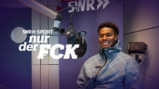 Kelven Frees bei seinem Besuch im Podcaststudio von "Nur der FCK"
