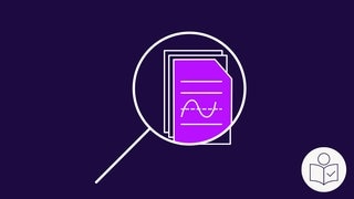 Zeichnung: Ein Lupe auf blauem Grund. Hinter der Lupe sind mehrere Seiten Papier. Auf der ersten Seite ist Schrift und eine Grafik eingezeichnet. Rechts das SWR Logo für Leichte Sprache. 