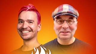 Armin Himmelrath und Bob Blume auf dem Podcast-Cover von "Die Schule brennt – Mit Bob Blume"