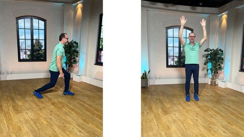 5-Minuten-Fitness - Rhythmische Übungen: Ausfallschritt mit Armen