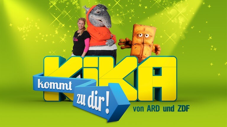 Logo von "KiKA kommt zu dir!" mit Singa, TanzTapir und Bernd das Brot