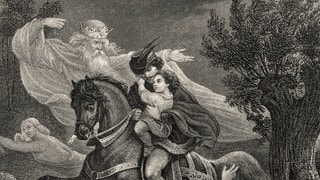 Szene aus Erlkönig, Historischer Stahlstich von Ferdinand Rothbart (1823-1899)