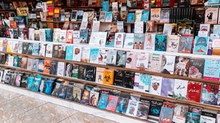 UAE, Dubai, Sale of books at the fair in Arabic language in the Global Village pavilion