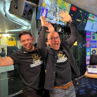 Matthias und Max haben gute Laune im Hitparaden-Studio
