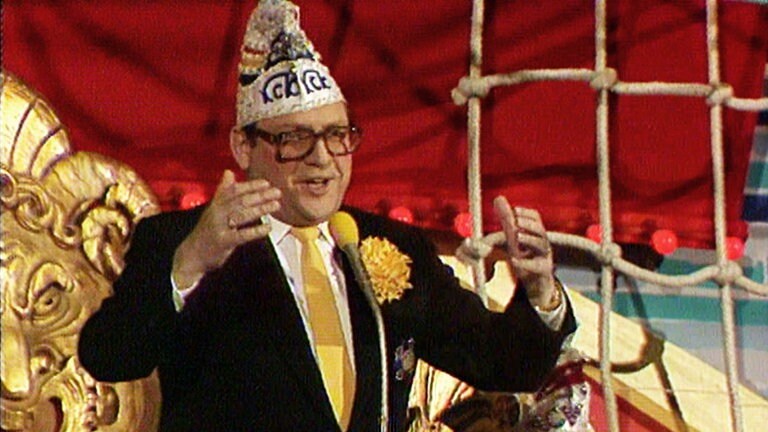 Rolf Braun war von 1973 bis 1989 siebzehn Mal Sitzungspräsident bei "Mainz bleibt Mainz", hier 1984. Auch in anderen Rollen, z.B. als Büttenredner wirkte er insgesamt 35 Jahre aktiv bei der Fernsehsitzung mit. Dadurch wurde er zum prägenden Gesicht der Mainzer Fastnacht.