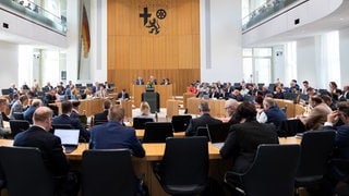 Blick in den Plenarsaal - der Frauenanteil im Landtag von RLP beträgt weniger als ein Drittel