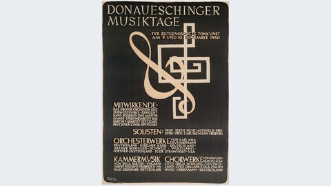 Plakatmotiv: Zwei helle Notenschlüssel auf schwarzen Grund